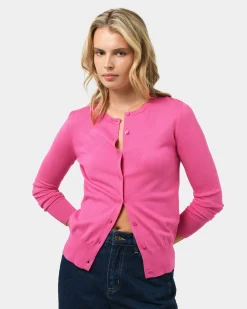 Forcast Joyce Knit Cardigan Bright Pink Hot