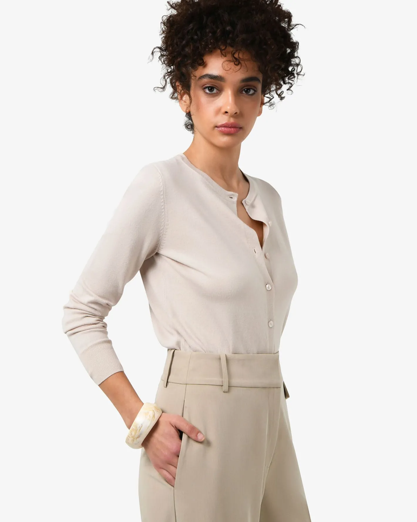Forcast Joyce Knit Cardigan Beige Hot