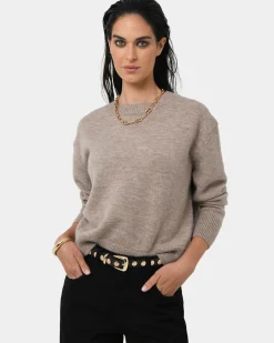 Forcast Joyli Round Neck Knit Almond Clearance
