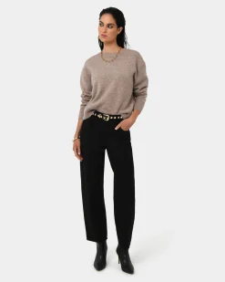Forcast Joyli Round Neck Knit Almond Clearance