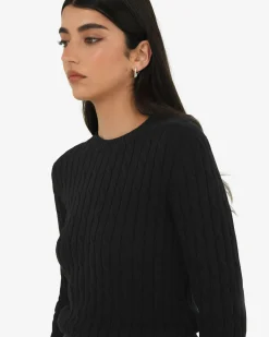 Forcast Juanita Cotton Cable Knit Black