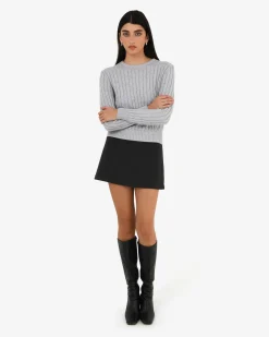 Forcast Juanita Cotton Cable Knit Ash Marle Discount