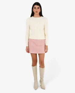 Forcast Juanita Cotton Cable Knit Ecru Clearance