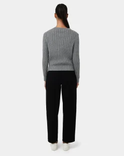 Forcast Juanita Cotton Cable Knit Grey Outlet