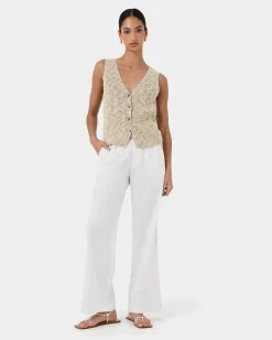 Forcast Judith Knit Vest Sand Multi New
