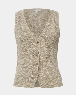 Forcast Judith Knit Vest Sand Multi New