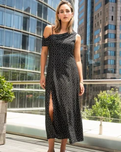 Forcast Jules Asymmetric Maxi Dress Polka Dot Best