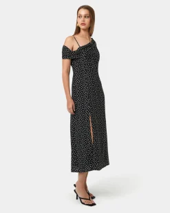 Forcast Jules Asymmetric Maxi Dress Polka Dot Best
