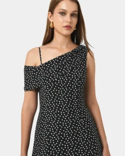Forcast Jules Asymmetric Maxi Dress Polka Dot Best