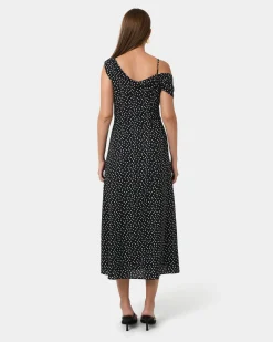Forcast Jules Asymmetric Maxi Dress Polka Dot Best