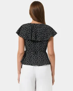 Forcast Jules Ruffle Wrap Blouse Polka Dot