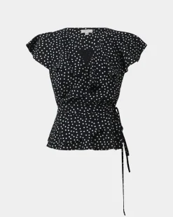 Forcast Jules Ruffle Wrap Blouse Polka Dot