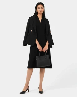 Forcast Juno Panel Ponte Dress Black Discount