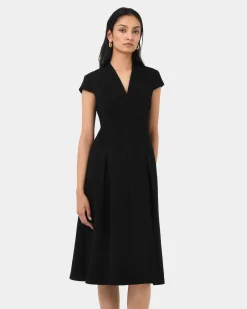 Forcast Juno Panel Ponte Dress Black Discount