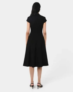Forcast Juno Panel Ponte Dress Black Discount