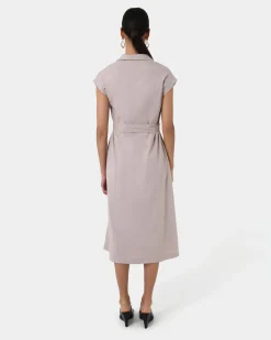 Forcast Kade V-neck Linen Dress Light Taupe Hot