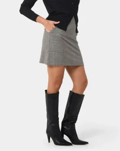 Forcast Kai Check Mini Skirt Beige & Black New