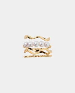 Forcast Kailyn 4pc Rings Set Gold Hot