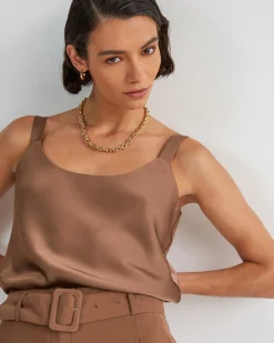 Forcast Kalena Satin Cami Top Dark Camel Sale