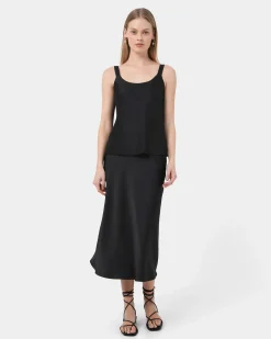 Forcast Kalena Satin Cami Top Black Hot