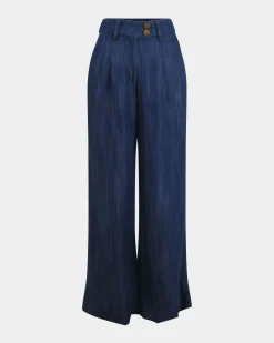 Forcast Kaley Lyocell Denim Trousers Indigo Blue New