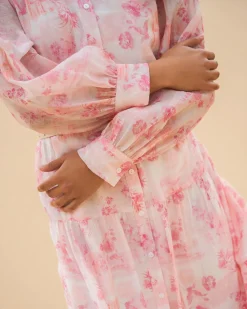 Forcast Kalia Midi Floral Dress French Pink