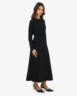Forcast Karina Dolman Midi Dress Black New