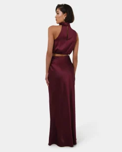 Forcast Kaye Asymmetric Cowl Neck Top Wine Hot