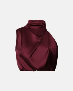 Forcast Kaye Asymmetric Cowl Neck Top Wine Hot