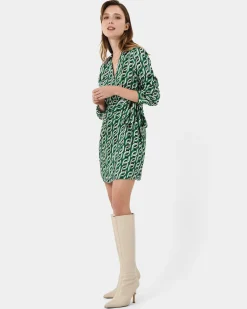 Forcast Keira Printed Mini Wrap Dress Multi New
