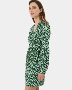 Forcast Keira Printed Mini Wrap Dress Multi New