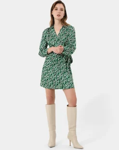 Forcast Keira Printed Mini Wrap Dress Multi New
