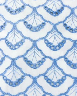 Forcast Kela Embroidery Maxi Dress Blue Ivory Clearance