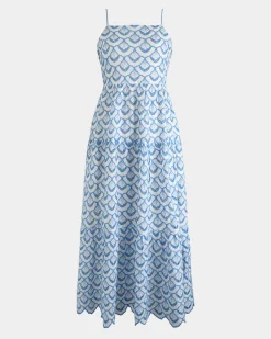 Forcast Kela Embroidery Maxi Dress Blue Ivory Clearance