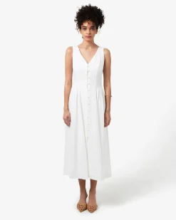 Forcast Kendal Linen Blend Dress White Sugar