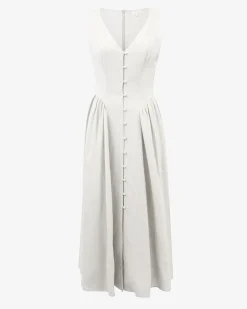 Forcast Kendal Linen Blend Dress White Sugar
