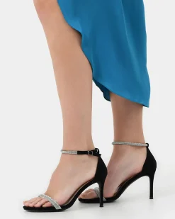 Forcast Kendall Crystal Strap Heels Black Sale