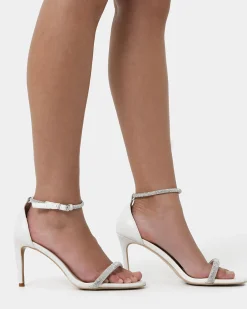Forcast Kendall Crystal Strap Heels White Clearance