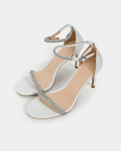 Forcast Kendall Crystal Strap Heels White Clearance