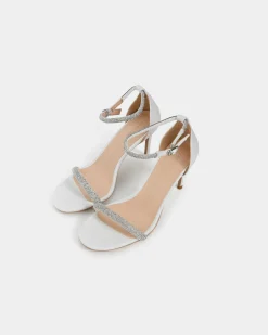 Forcast Kendall Crystal Strap Heels White Clearance