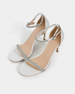 Forcast Kendall Crystal Strap Heels White Clearance