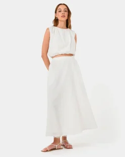 Forcast Kenya Linen Skirt Ivory Clearance