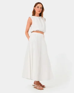 Forcast Kenya Linen Skirt Ivory Clearance