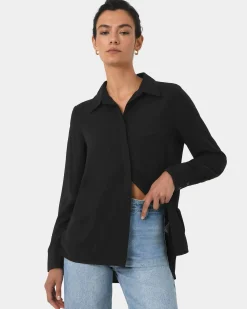 Forcast Kevin Relax Fit Crepe Shirt Black Online