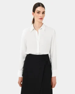 Forcast Kevin Relax Fit Crepe Shirt Ivory Online