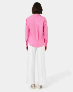 Forcast Khalo Linen Buttoned Shirt Pink Best