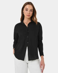 Forcast Khalo Linen Buttoned Shirt Black