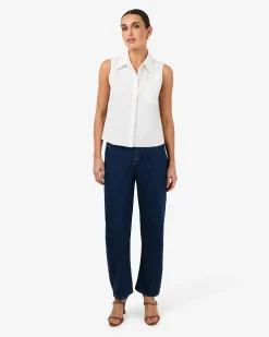 Forcast Kia Cotton Sleeveless Shirt White New