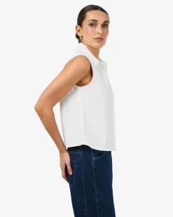 Forcast Kia Cotton Sleeveless Shirt White New