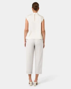 Forcast Kiar Pleated Satin Top Ivory Best